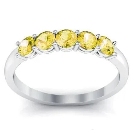 0.50cttw Shared Prong Yellow Sapphire Five Stone Ring