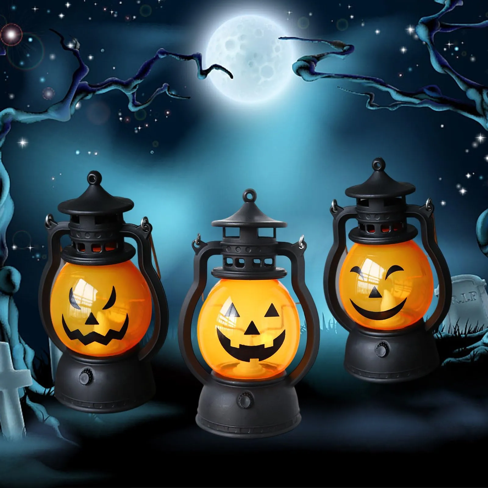 1 Pcs Halloween Dec Prop Pumpkin Witch Lantern Hand Skull Lamp Portable Nightlight Ghosty Light 1pcs ramdon lamp