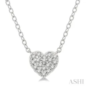 1/10 ctw Heart Charm Round Cut Diamond Petite Fashion Pendant With Chain in 10K White Gold