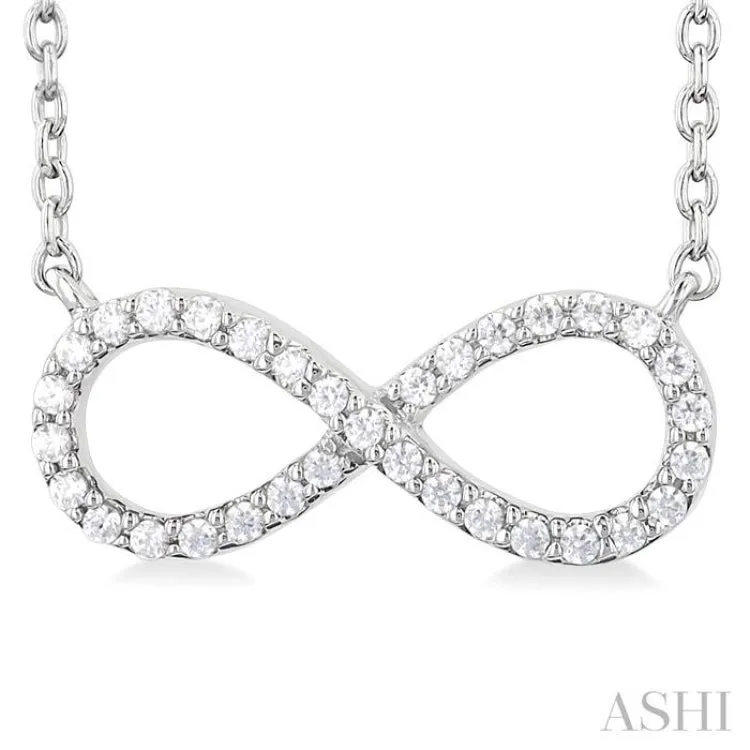 1/10 Ctw Round Cut Diamond Infinity Necklace in 10K White Gold