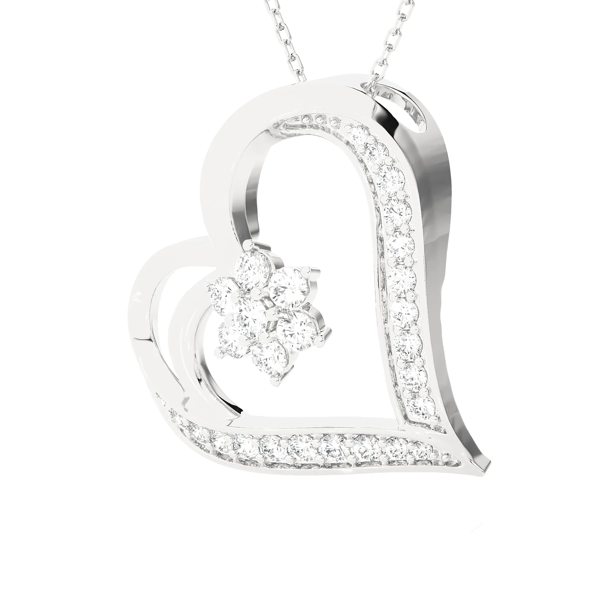 1/2  ctw Round Lab Grown Diamond Heart Pendant