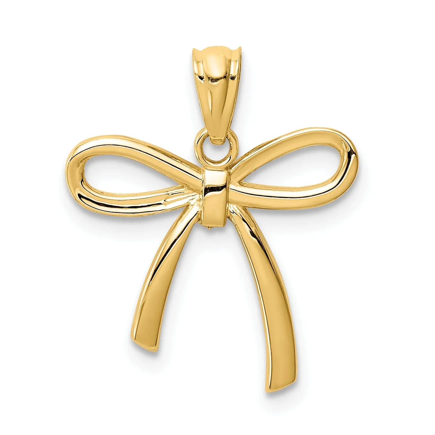 14k Yellow Gold Small Ribbon Bow Charm Pendant