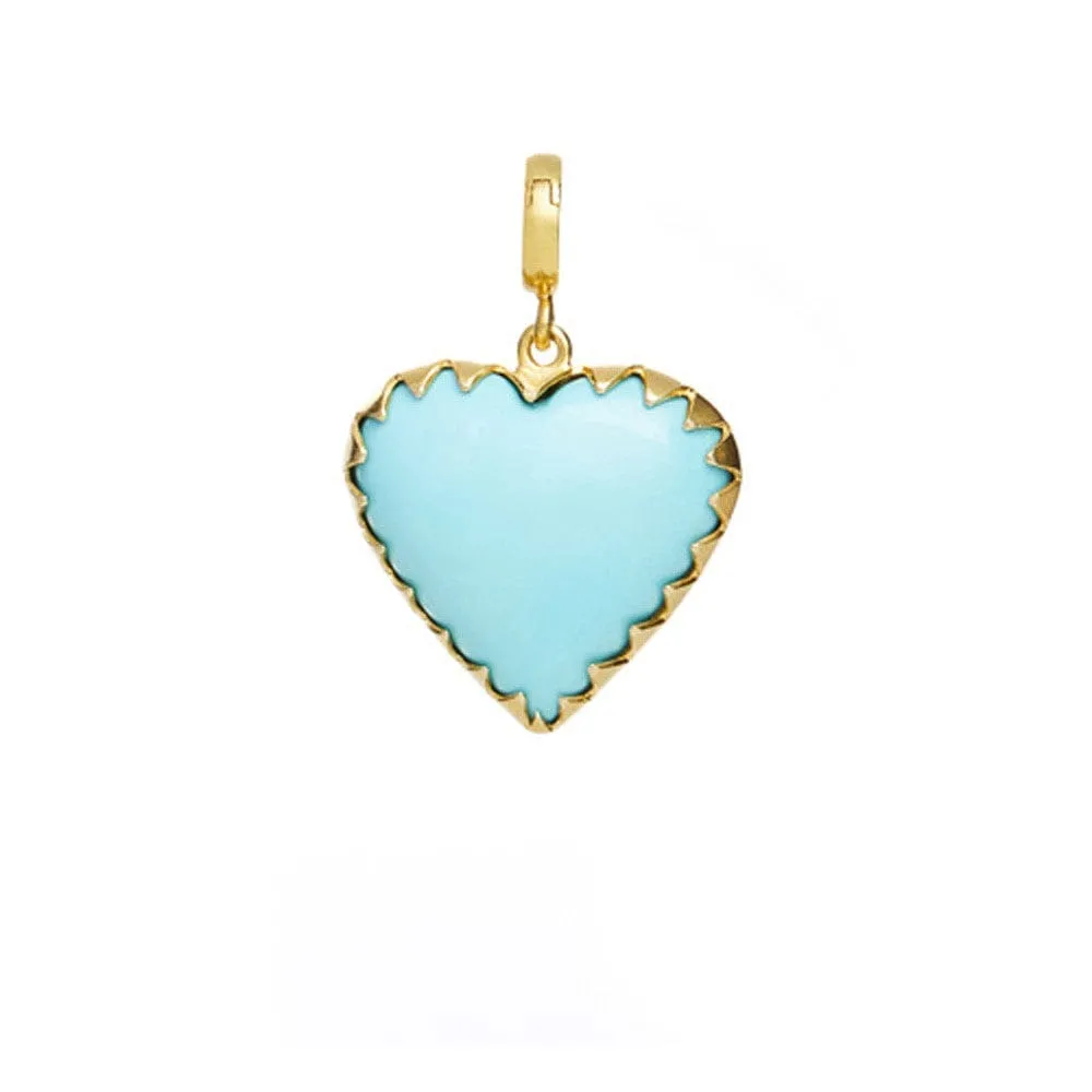 14K Yellow Gold Turquoise Heart Pendant