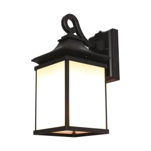 15 In. Soft White Dusk To Dawn LED Solid And Flame Effect Outdoor Lantern