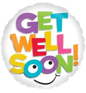 18" Get Well Colorful Letters Mylar Balloon #174