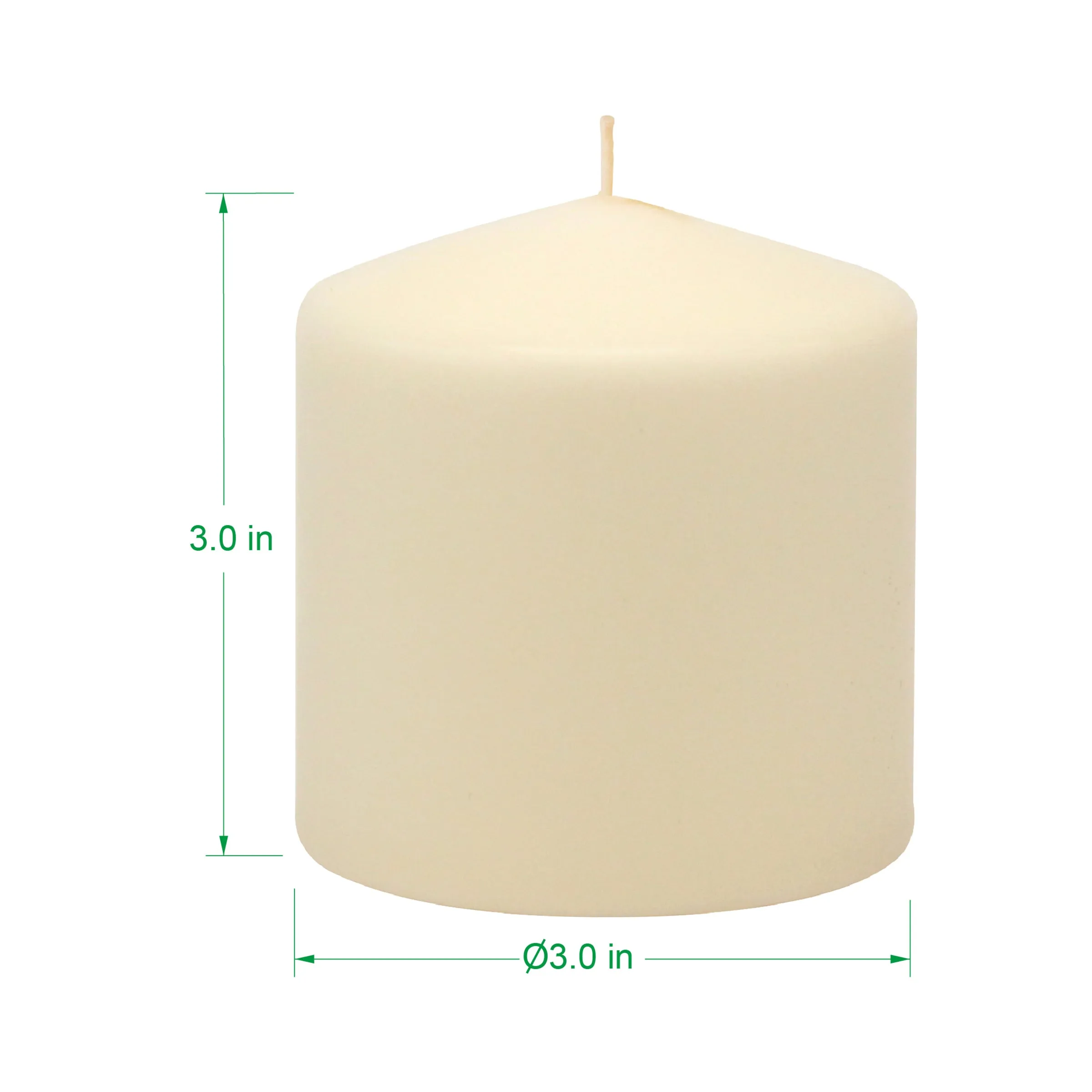 3 x 3 Unscented Ivory Pillar Candles, Set of 6