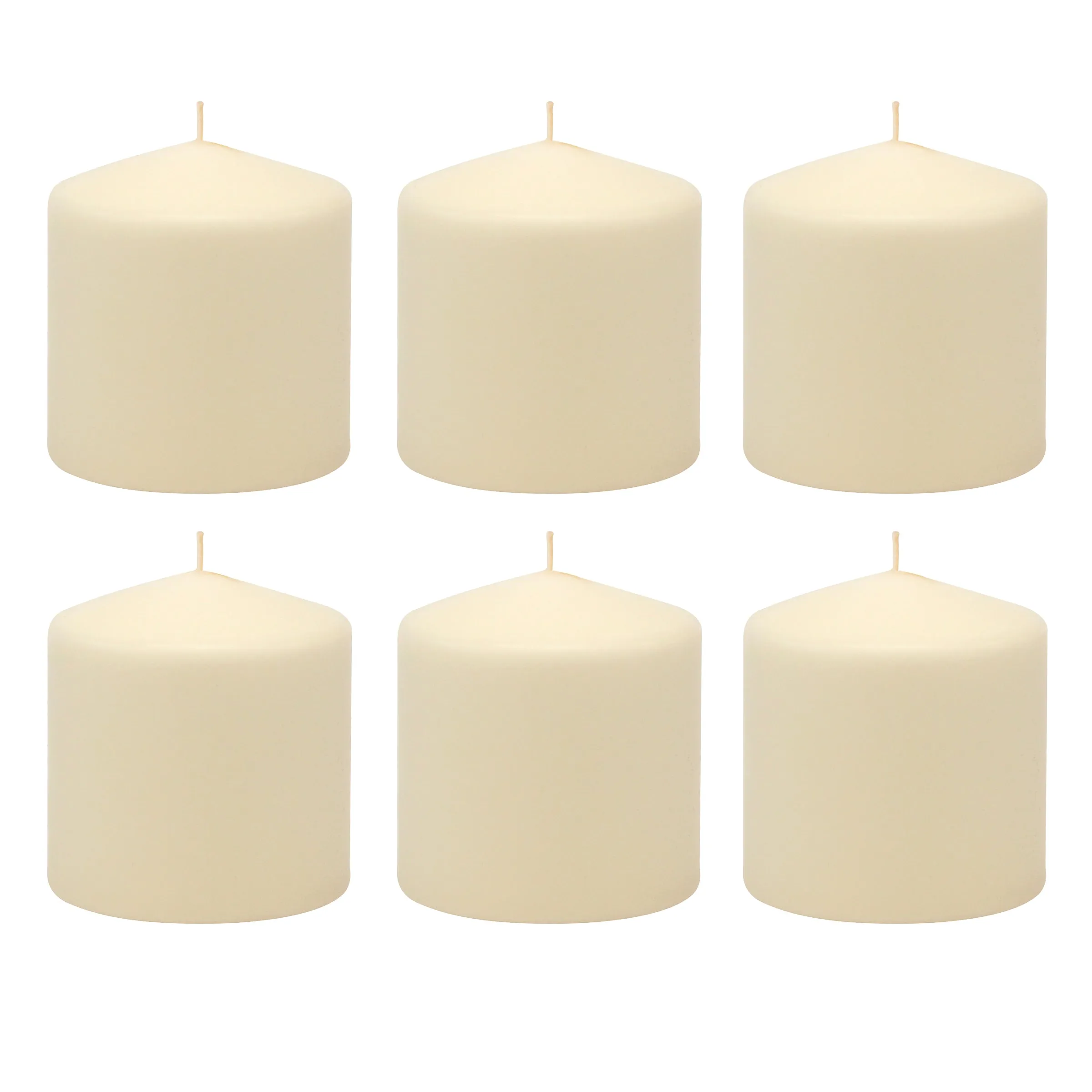 3 x 3 Unscented Ivory Pillar Candles, Set of 6