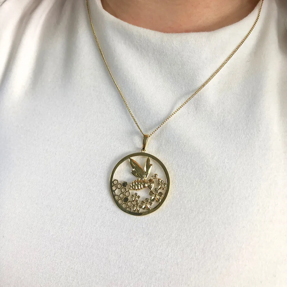 9ct Gold Bee Hoop Pendant