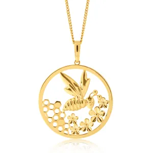 9ct Gold Bee Hoop Pendant