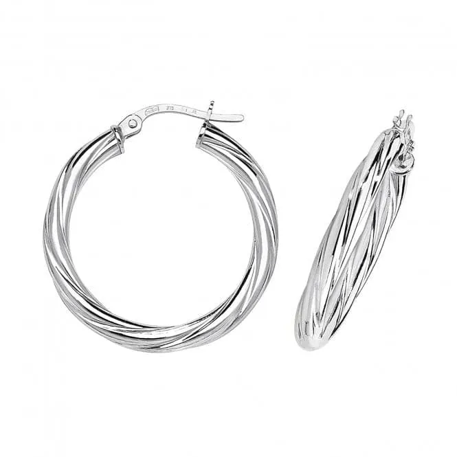 9ct White Gold 20mm Hoop Earrings ER355W