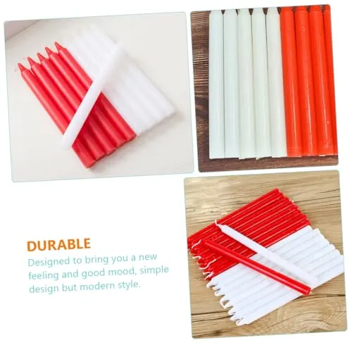 ABOOFAN 20 Pcs Emergency Candle White Taper Candles Lantern Dinner Table Candles Household Candles Spell Candles Fireplace Candles Paraffin Banquet Wedding Emergency Supplies Red