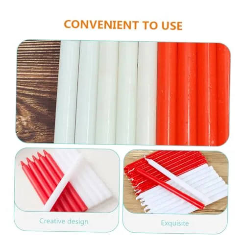 ABOOFAN 20 Pcs Emergency Candle White Taper Candles Lantern Dinner Table Candles Household Candles Spell Candles Fireplace Candles Paraffin Banquet Wedding Emergency Supplies Red