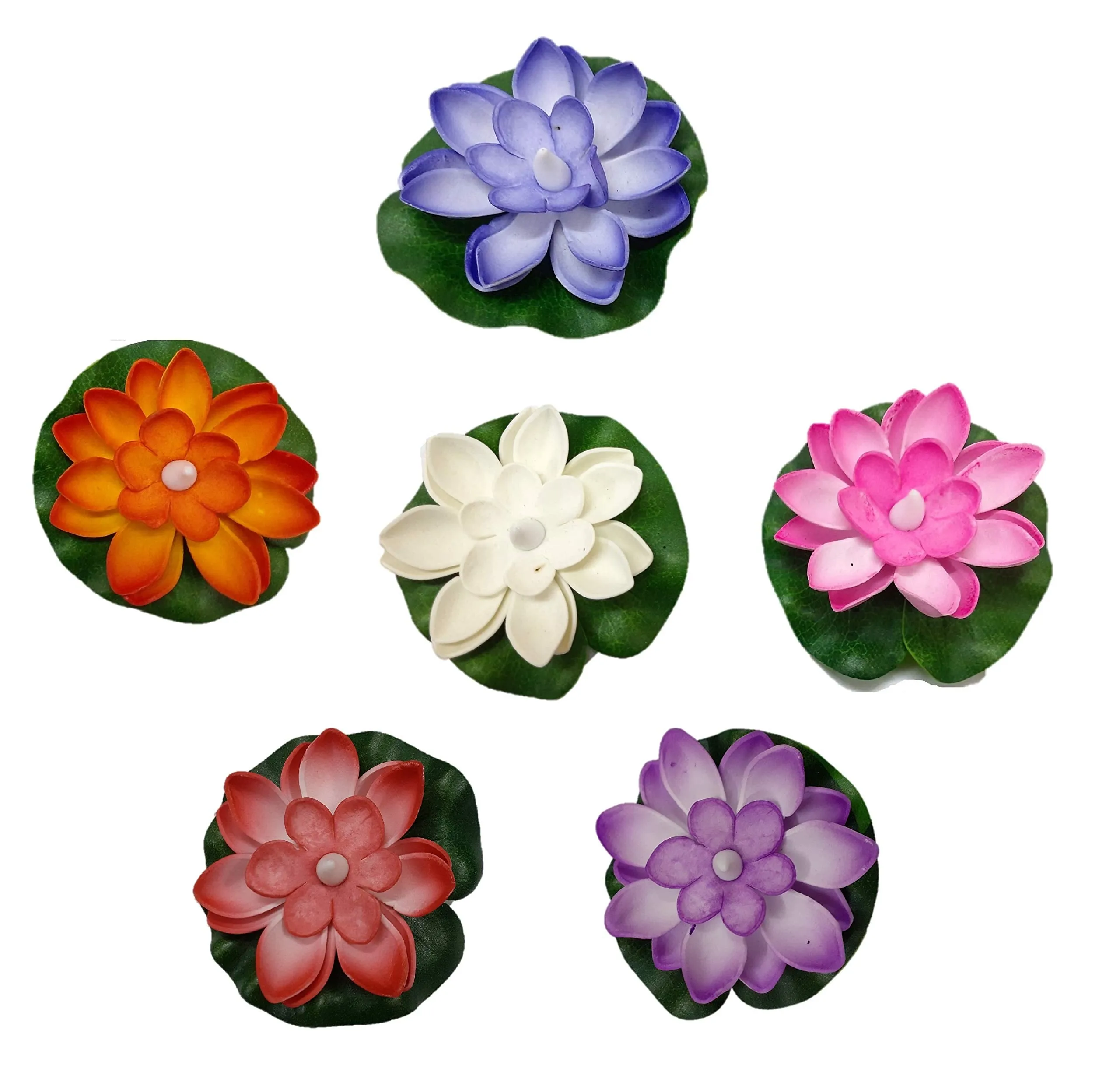 AFTERSTITCH Floating Lotus Flower Shape Light Candles Diya for Home Decoration Floating Led Candles Light in Water Bowl Diwali Decor Lighting Items (Batteries Included,Water Sensor) Pack of 6 Pieces