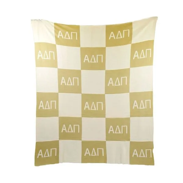 Alpha Delta Pi Blanket - Acrylic Knit Checkered Blanket