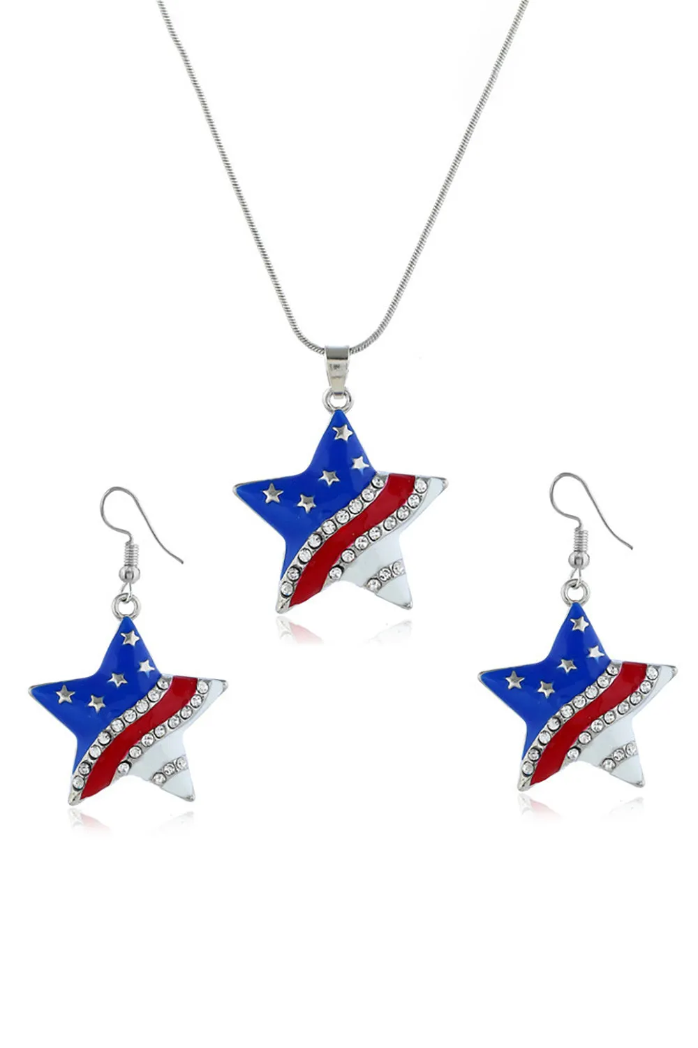 American Flag Pentagram Diamond Necklace