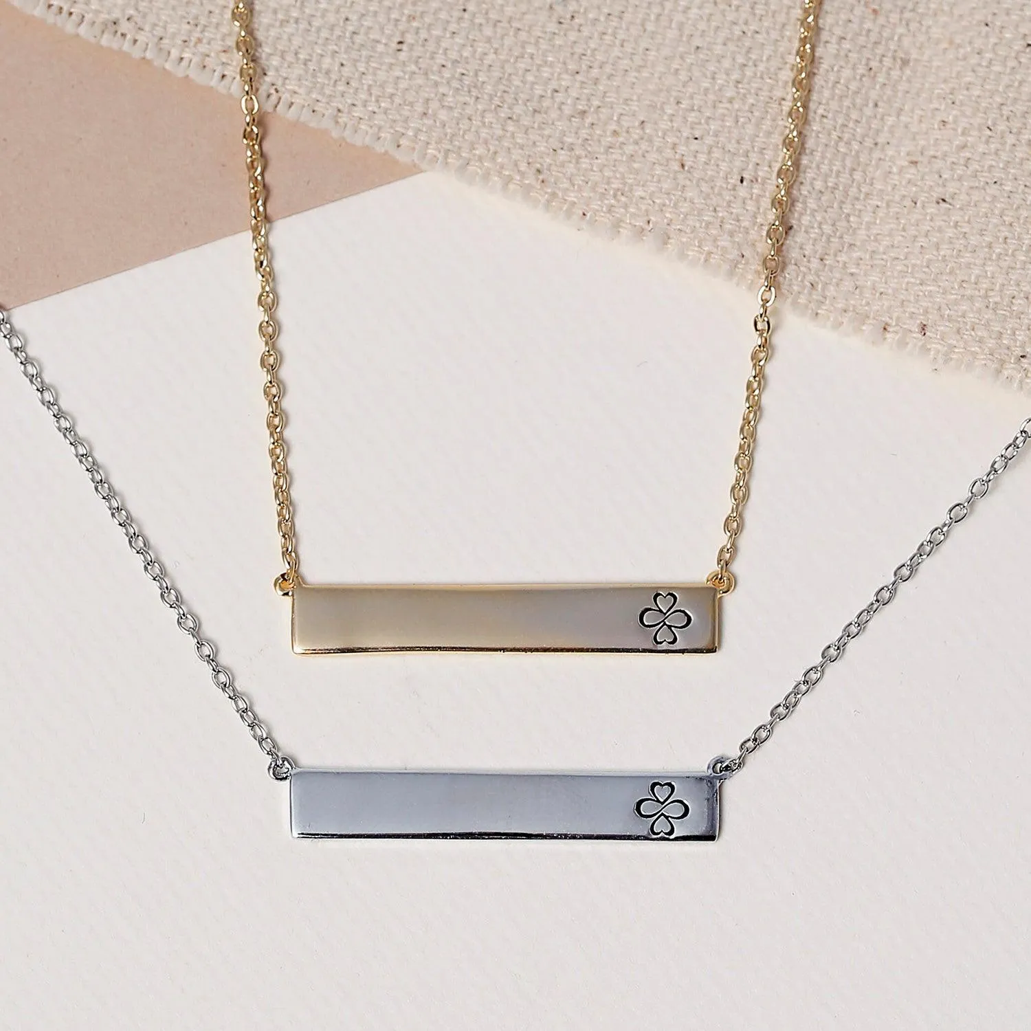 Ayllu Love Luck Unity Sideways Name Bar Necklace .925 Sterling Silver