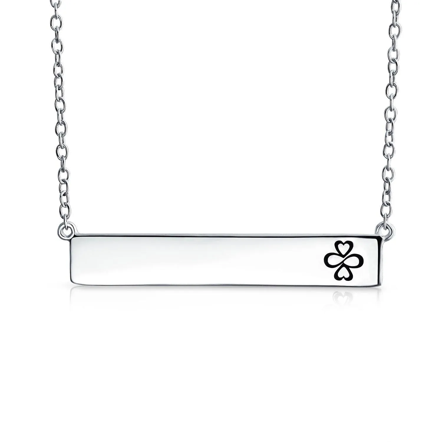 Ayllu Love Luck Unity Sideways Name Bar Necklace .925 Sterling Silver