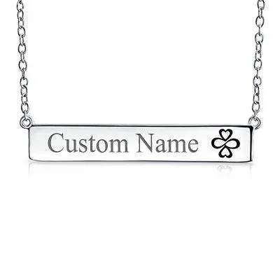 Ayllu Love Luck Unity Sideways Name Bar Necklace .925 Sterling Silver