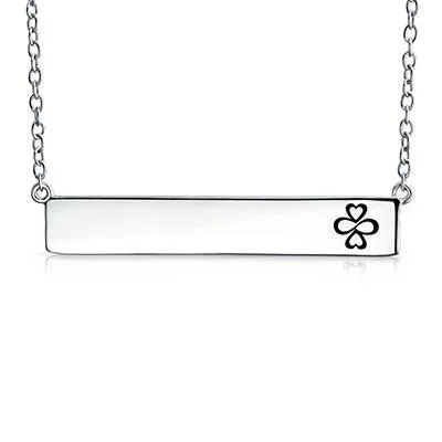 Ayllu Love Luck Unity Sideways Name Bar Necklace .925 Sterling Silver