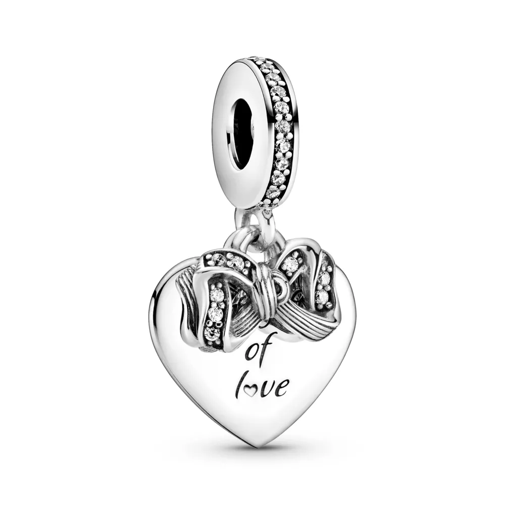 Bow & Love Heart Dangle Charm