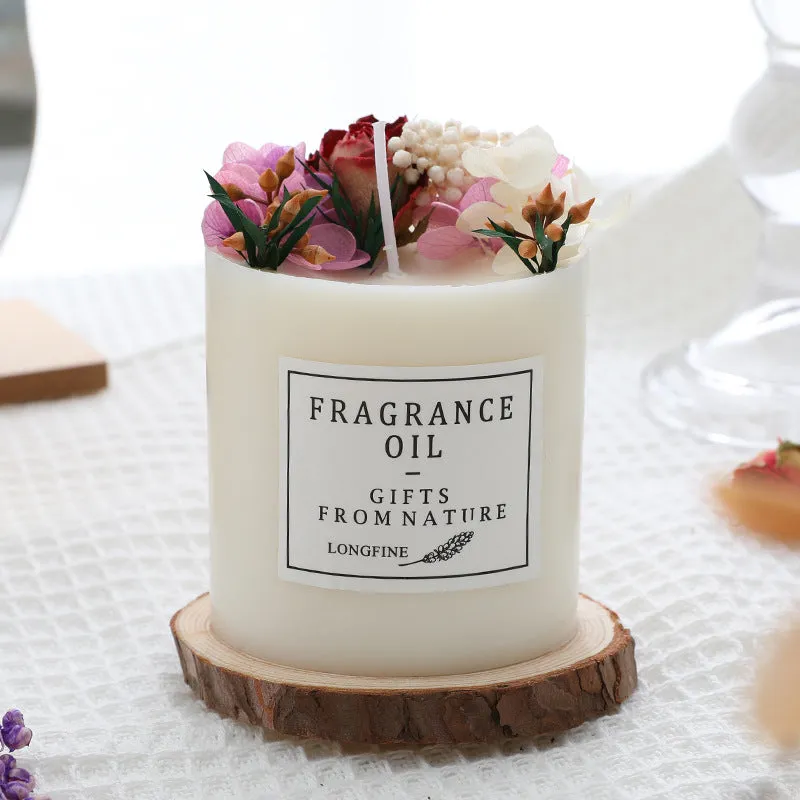 Candle with Dried Flowers