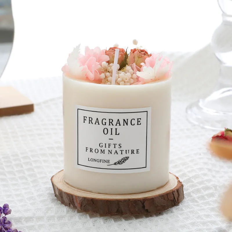 Candle with Dried Flowers