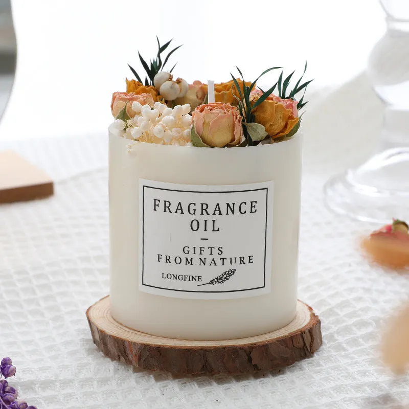 Candle with Dried Flowers