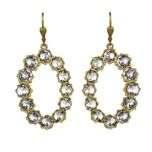 Catherine Popesco Oval Gold & Crystal Hoop Earrings