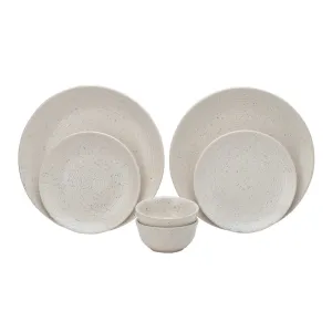 Ceramic Dinner Set | 2 Dinner Plates, 2 Small Plates & 2 Katori Bowls | Ivory | Set of 6