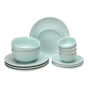 Ceramic Dinner Set | 4 Dinner Plates, 4 Small Plates, 4 Bowl & 2 Serving Bowl | Mint Green | Set of 14