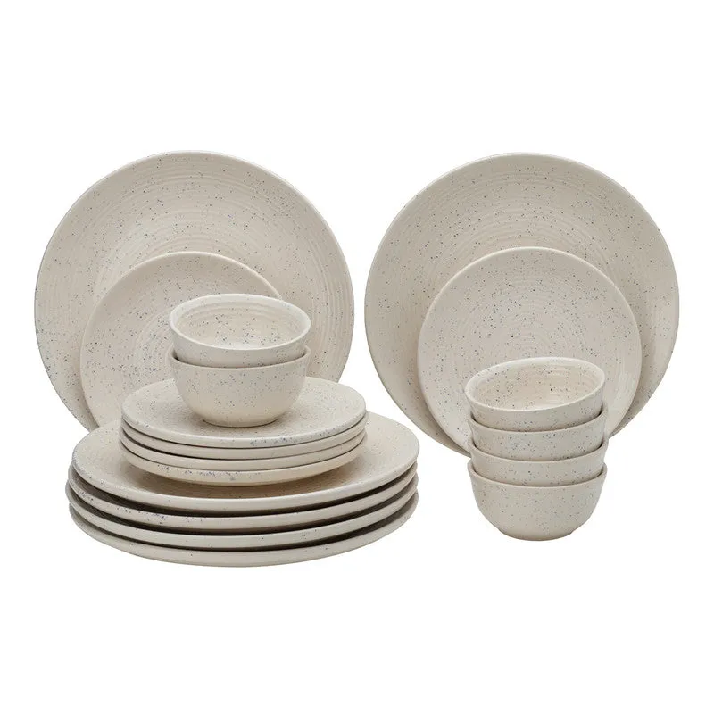 Ceramic Dinner Set | 6 Dinner Plates, 6 Small Plates & 6 Katori Bowls | Ivory | Set of18