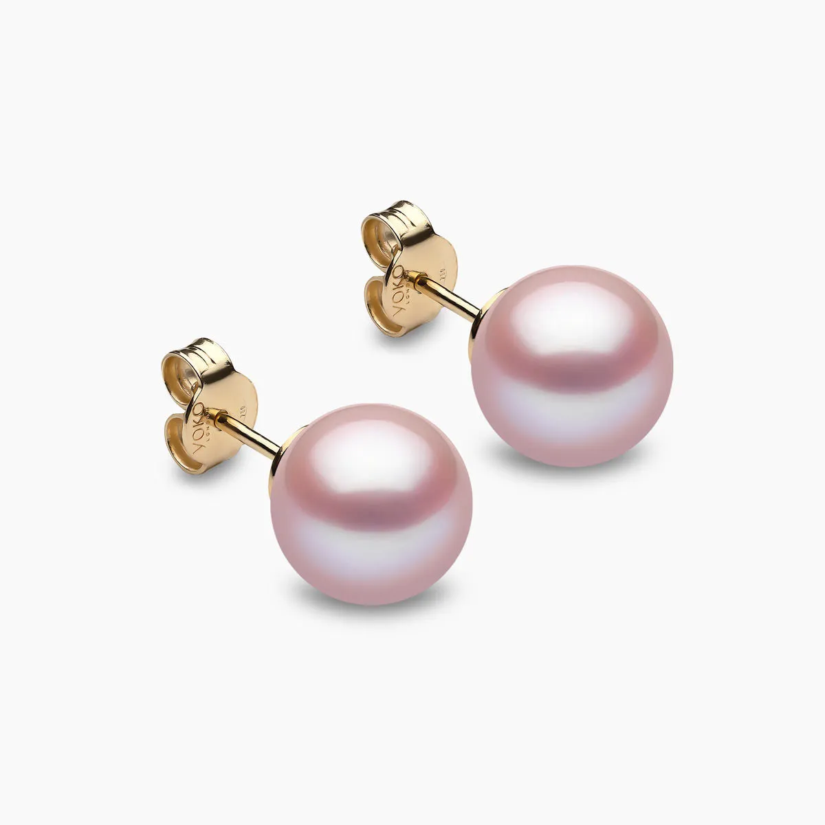 Classic 18K Gold Pink Freshwater Pearl Stud Earrings