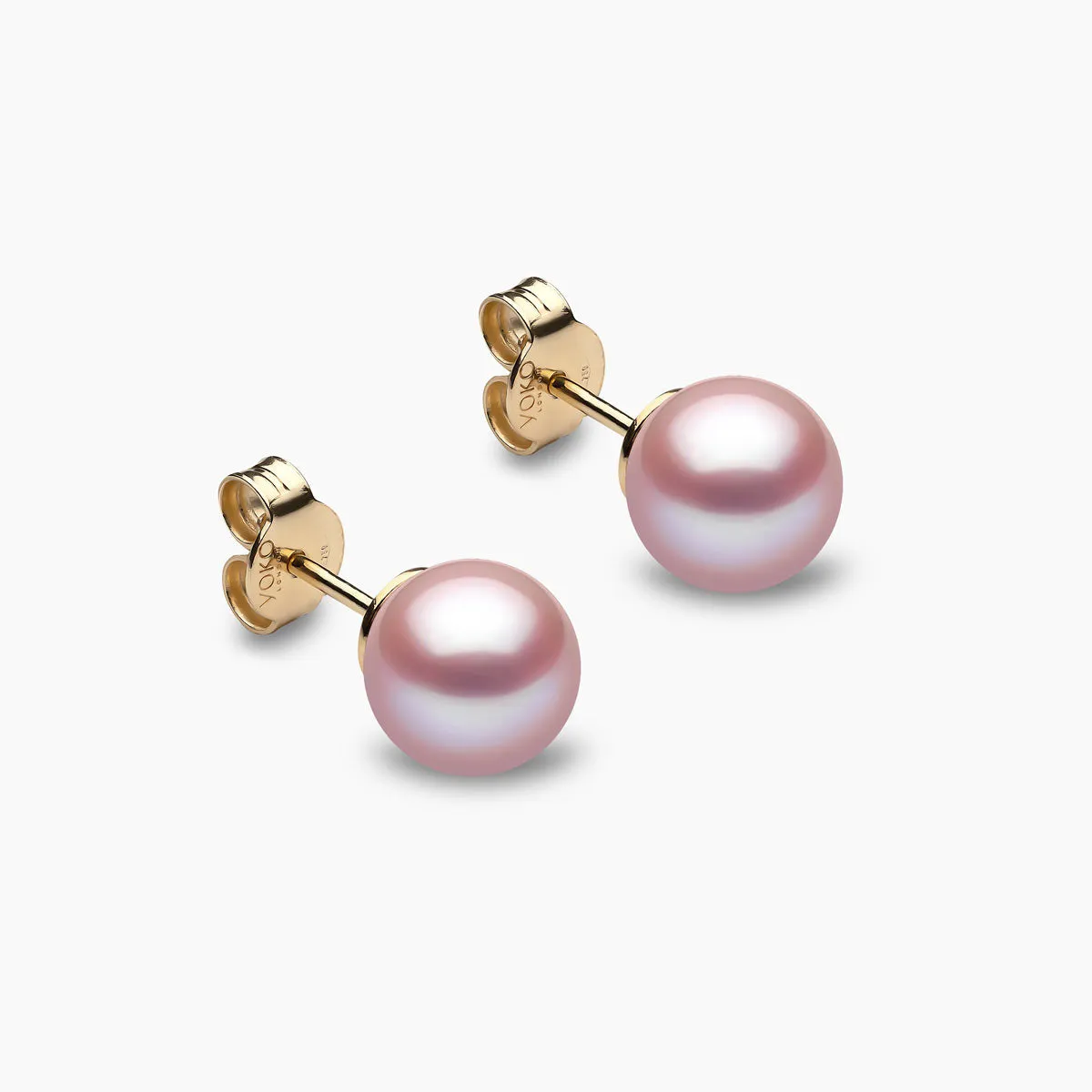 Classic 18K Gold Pink Freshwater Pearl Stud Earrings