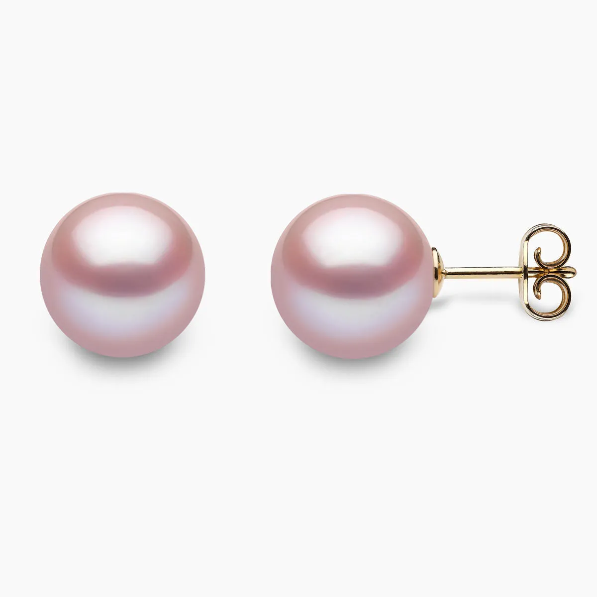 Classic 18K Gold Pink Freshwater Pearl Stud Earrings