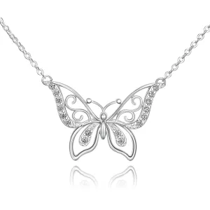 CZ Butterfly Necklace Sterling Silver