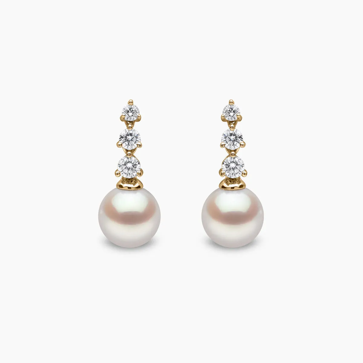 Diamond Classic 18K Gold Akoya Pearl Diamond Drop Earrings