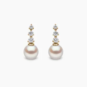 Diamond Classic 18K Gold Akoya Pearl Diamond Drop Earrings