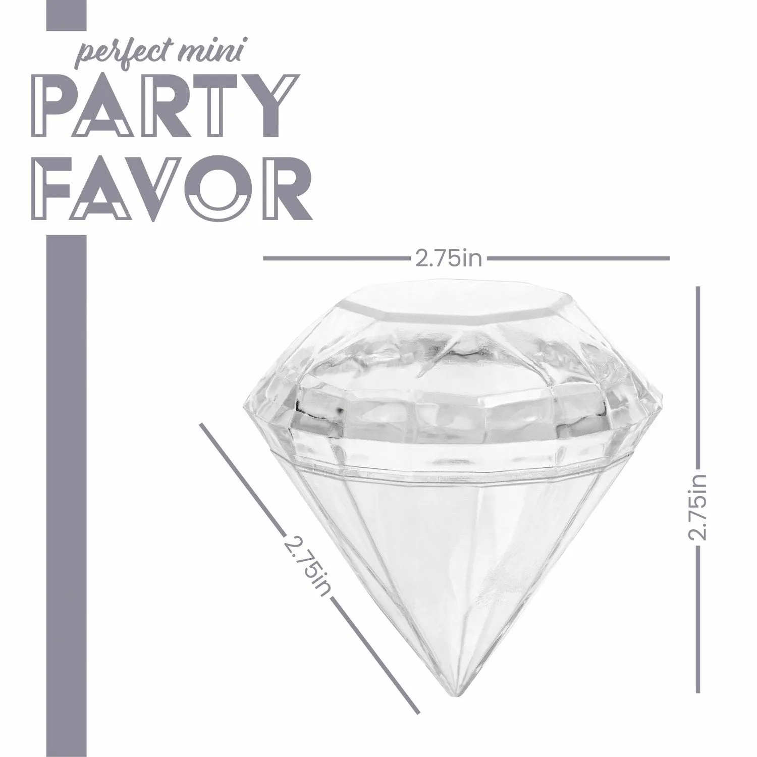 Diamond Shaped Acrylic Candy Boxes 24 Pack 2.75"x2.75"x2.75"