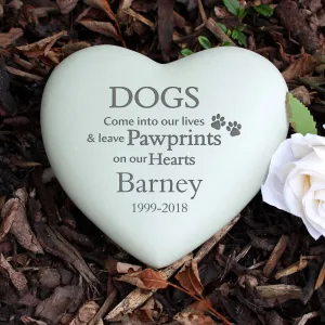 Dog Paw Prints Heart Personalised Memorial