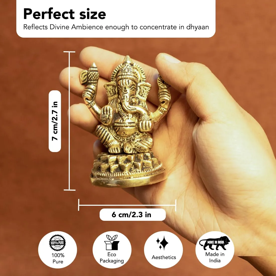 Ekhasa 100% Pure Brass Ganesha Idol in Luxury Red Velvet Box God Idols for Gifting | Best Wedding Gifts for Marriage Couple, Gifts for Couples, Housewarming Or Shop Opening Ceremony