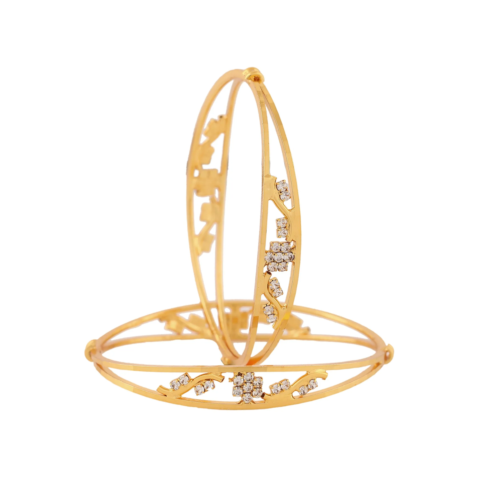 Estele Gold Plated Blooming Designer Bangle with Crystals for Women