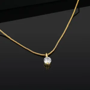 Estele - Valentine Special 24 KT gold plated timeless Solitaire Diamond Pendant