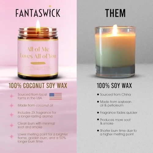 Fantaswick French Vanilla Scented Candle | Engagement and Wedding Gift for Women | Natural Coconut Soy Wax in Amber Candle Jar | Hand-Poured Vanilla Candle Gift for Her | 9oz