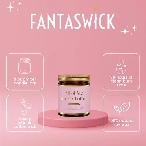 Fantaswick French Vanilla Scented Candle | Engagement and Wedding Gift for Women | Natural Coconut Soy Wax in Amber Candle Jar | Hand-Poured Vanilla Candle Gift for Her | 9oz