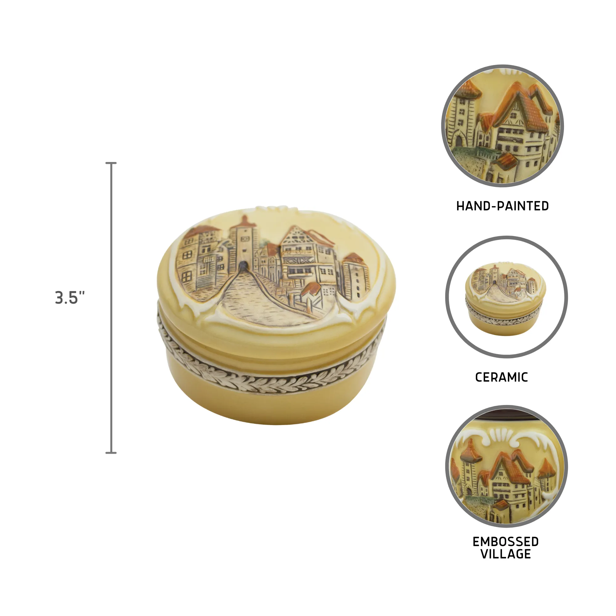 German Village Round Jewelry Box