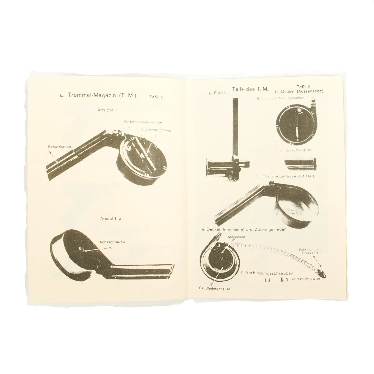 German WWI P-08 Artillery Luger Pistol and Snail Drum Manual