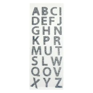 Glitter Upper Case Alphabet Letters Stickers, 1-Inch, 26-Count