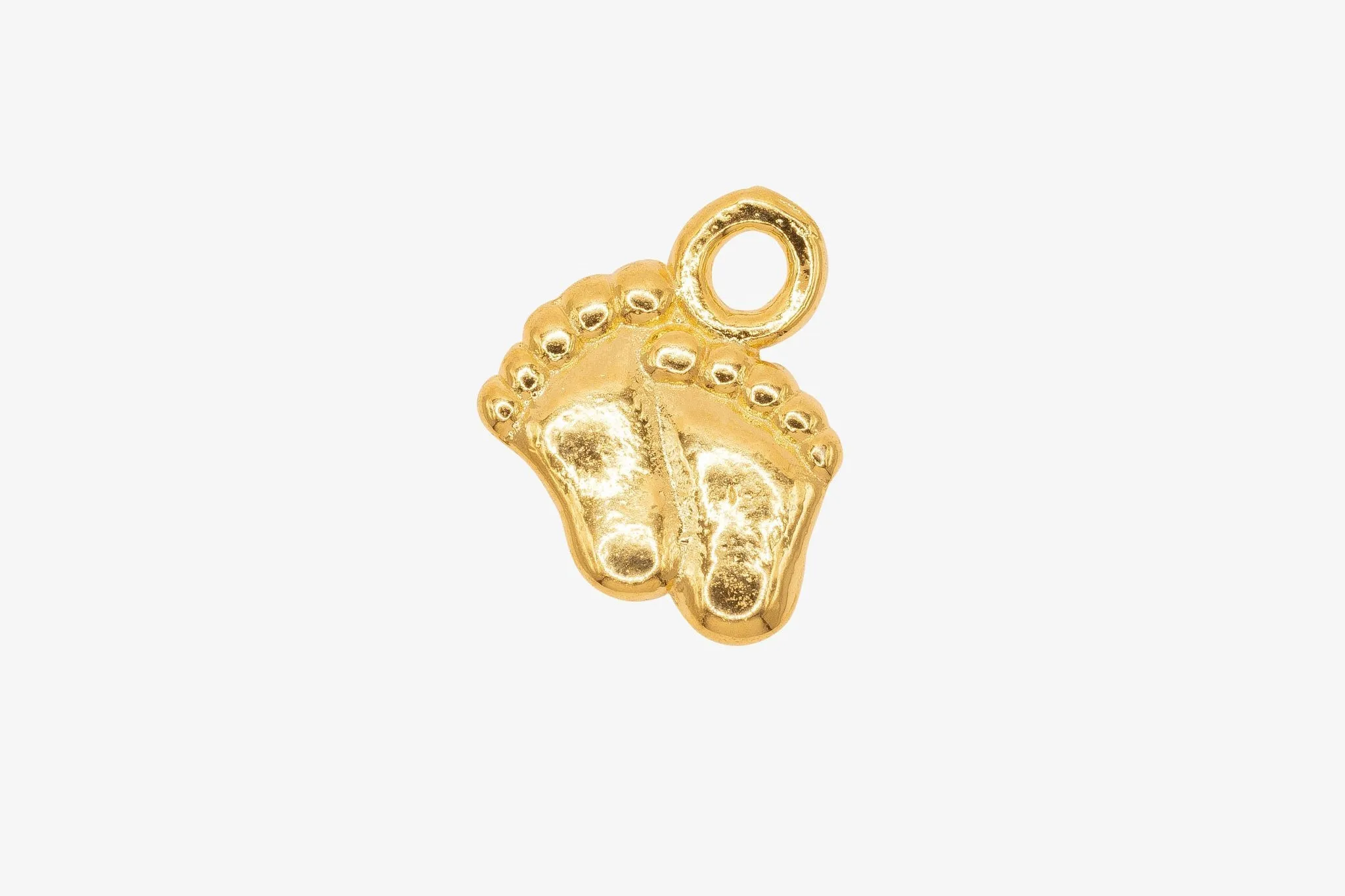 Gold Baby Feet Charm, 14K Solid Gold, Baby Footprint, Jewelry Making Charms