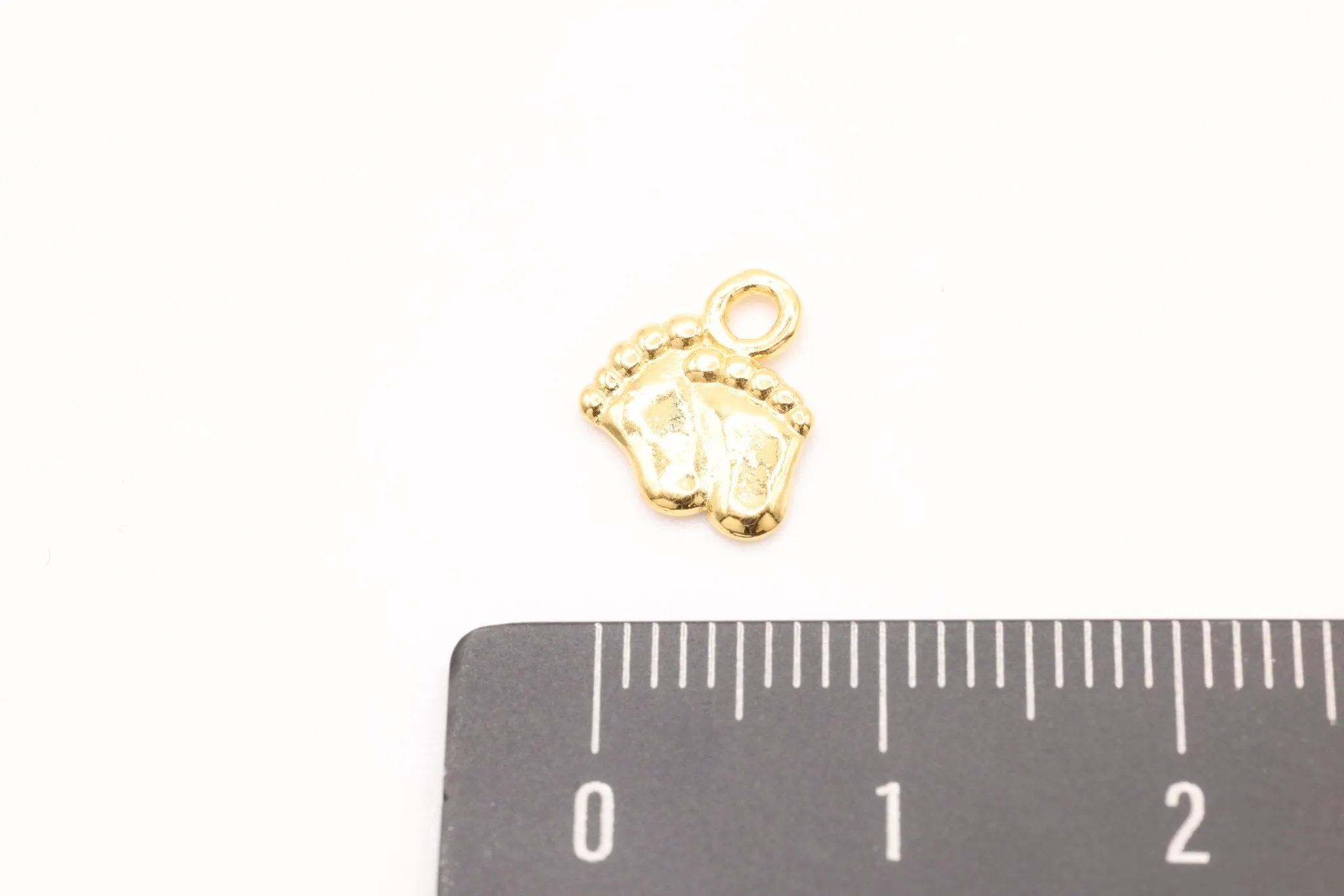 Gold Baby Feet Charm, 14K Solid Gold, Baby Footprint, Jewelry Making Charms