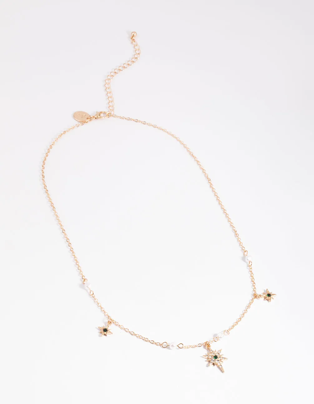 Gold Celestial & Pearl Satin Necklace